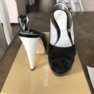 Sergio Rossi black and white patent heels.